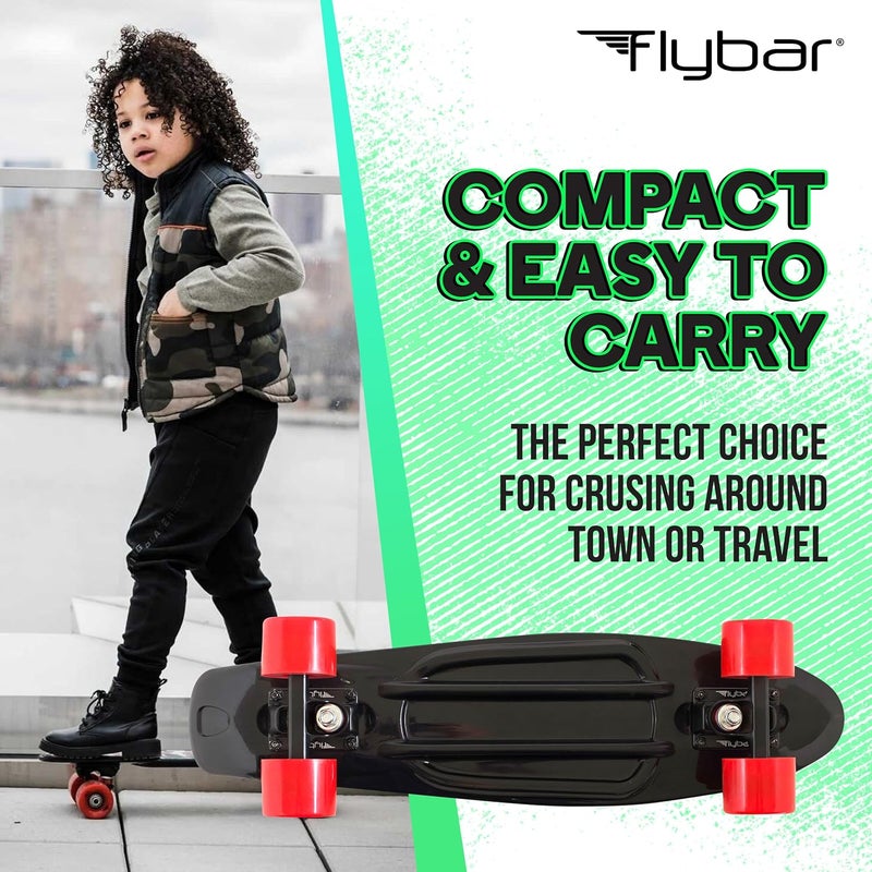 Flybar لوح تزلج للأطفال بحجم 22 بوصة – لوحات تزلج صغيرة للأطفال من عمر 6-12 سنة، ألعاب خارجية، خفيفة الوزن، متينة، سطح غير قابل للانزلاق، محامل ABEC-7، تتحمل حتى 175 رطل - Image 2